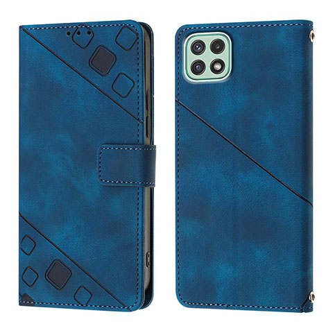 Coque Portefeuille Livre Cuir Etui Clapet YB1 pour Samsung Galaxy A22s 5G Bleu
