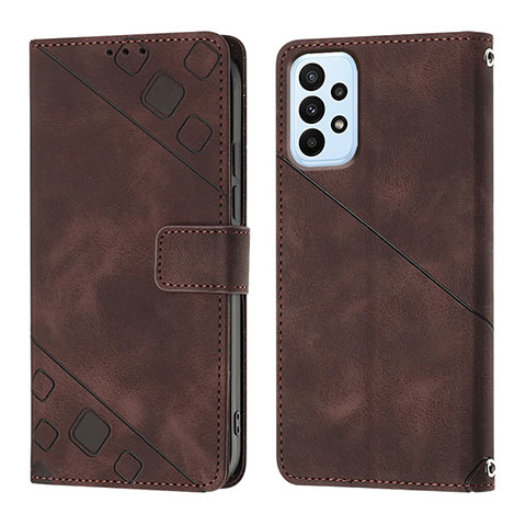 Coque Portefeuille Livre Cuir Etui Clapet YB1 pour Samsung Galaxy A23 5G Marron