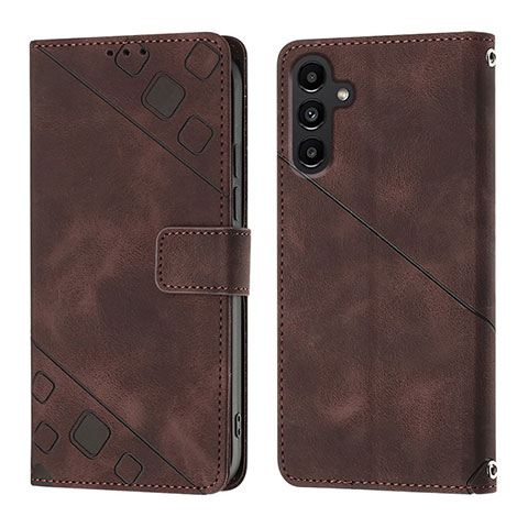 Coque Portefeuille Livre Cuir Etui Clapet YB1 pour Samsung Galaxy M44 5G Marron