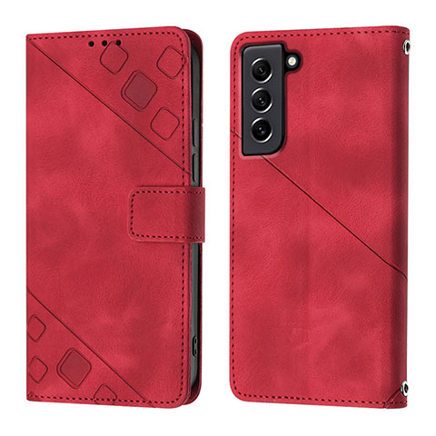 Coque Portefeuille Livre Cuir Etui Clapet YB1 pour Samsung Galaxy S21 FE 5G Rouge