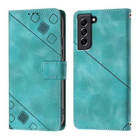 Coque Portefeuille Livre Cuir Etui Clapet YB1 pour Samsung Galaxy S21 FE 5G Vert