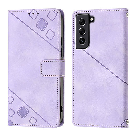 Coque Portefeuille Livre Cuir Etui Clapet YB1 pour Samsung Galaxy S21 FE 5G Violet