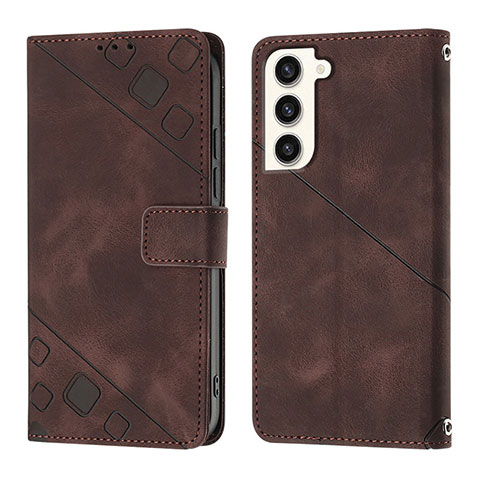 Coque Portefeuille Livre Cuir Etui Clapet YB1 pour Samsung Galaxy S22 Plus 5G Marron