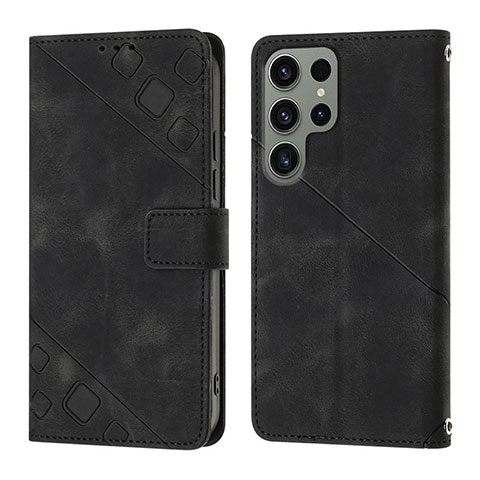 Coque Portefeuille Livre Cuir Etui Clapet YB1 pour Samsung Galaxy S22 Ultra 5G Noir