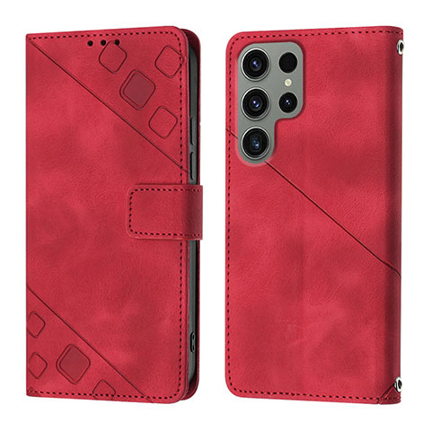 Coque Portefeuille Livre Cuir Etui Clapet YB1 pour Samsung Galaxy S22 Ultra 5G Rouge