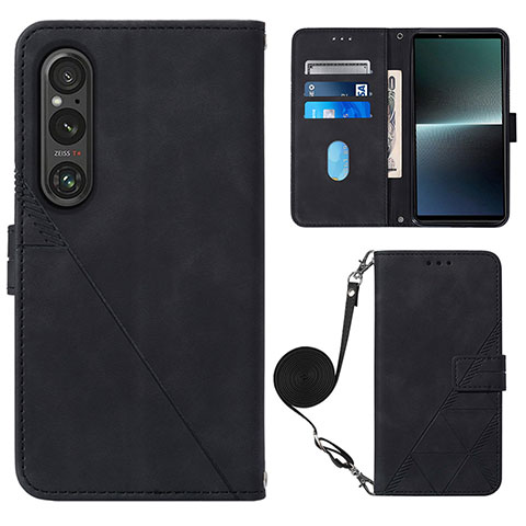 Coque Portefeuille Livre Cuir Etui Clapet YB1 pour Sony Xperia 1 V Noir