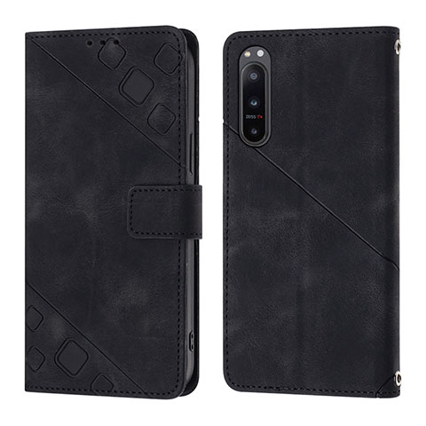 Coque Portefeuille Livre Cuir Etui Clapet YB1 pour Sony Xperia 5 IV Noir