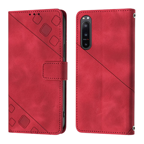 Coque Portefeuille Livre Cuir Etui Clapet YB1 pour Sony Xperia 5 IV Rouge