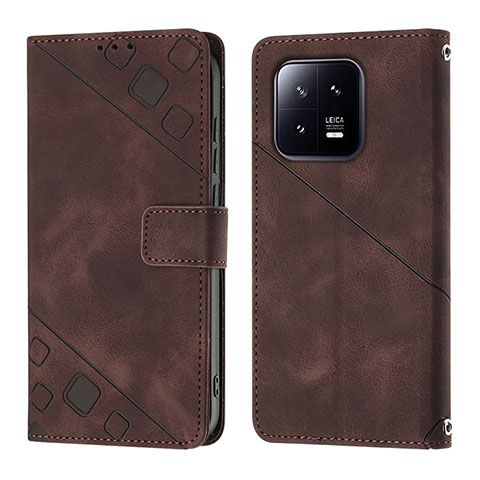 Coque Portefeuille Livre Cuir Etui Clapet YB1 pour Xiaomi Mi 13 5G Marron