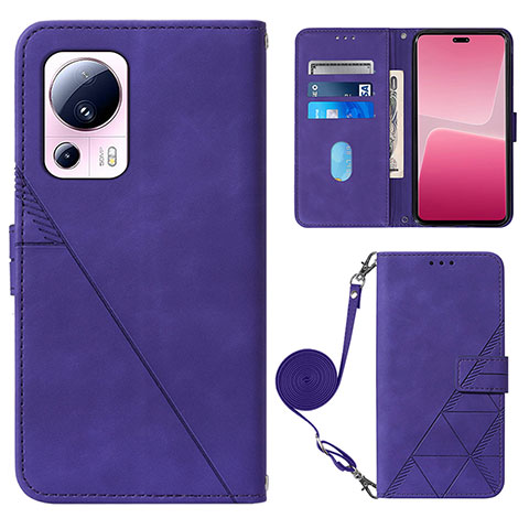 Coque Portefeuille Livre Cuir Etui Clapet YB1 pour Xiaomi Mi 13 Lite 5G Violet