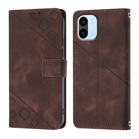 Coque Portefeuille Livre Cuir Etui Clapet YB1 pour Xiaomi Poco C50 Marron