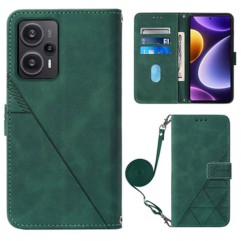 Coque Portefeuille Livre Cuir Etui Clapet YB1 pour Xiaomi Poco F5 5G Vert