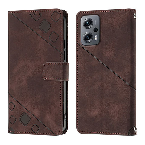 Coque Portefeuille Livre Cuir Etui Clapet YB1 pour Xiaomi Poco X4 GT 5G Marron