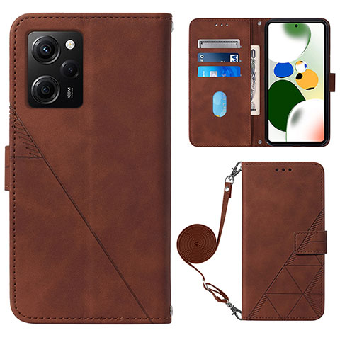 Coque Portefeuille Livre Cuir Etui Clapet YB1 pour Xiaomi Poco X5 Pro 5G Marron