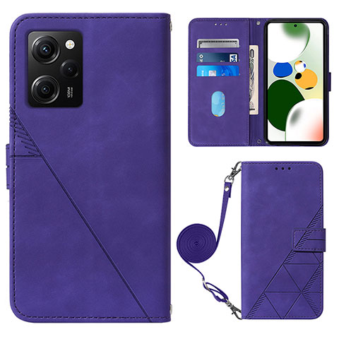 Coque Portefeuille Livre Cuir Etui Clapet YB1 pour Xiaomi Poco X5 Pro 5G Violet