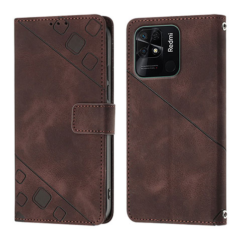 Coque Portefeuille Livre Cuir Etui Clapet YB1 pour Xiaomi Redmi 10 Power Marron