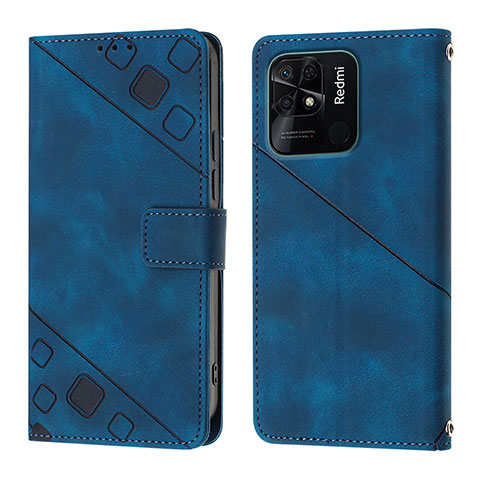 Coque Portefeuille Livre Cuir Etui Clapet YB1 pour Xiaomi Redmi 10C 4G Bleu