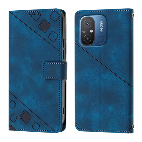 Coque Portefeuille Livre Cuir Etui Clapet YB1 pour Xiaomi Redmi 12C 4G Bleu