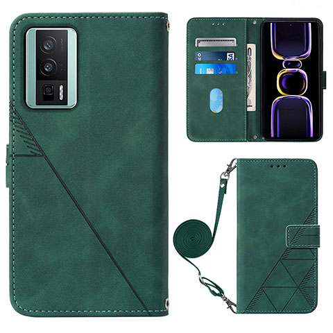 Coque Portefeuille Livre Cuir Etui Clapet YB1 pour Xiaomi Redmi K60 5G Vert