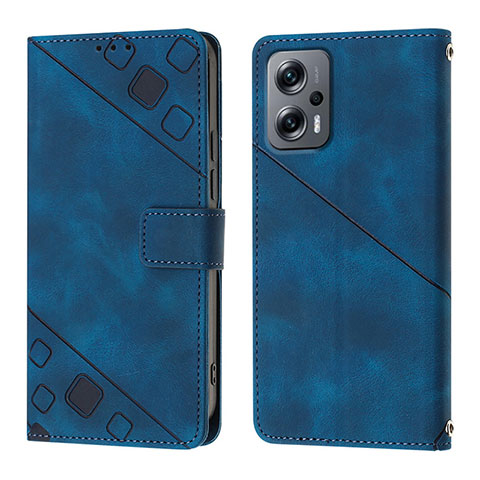 Coque Portefeuille Livre Cuir Etui Clapet YB1 pour Xiaomi Redmi Note 11T Pro 5G Bleu