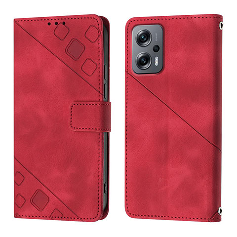 Coque Portefeuille Livre Cuir Etui Clapet YB1 pour Xiaomi Redmi Note 11T Pro 5G Rouge