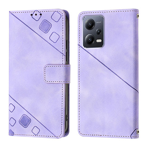 Coque Portefeuille Livre Cuir Etui Clapet YB1 pour Xiaomi Redmi Note 12 5G Violet