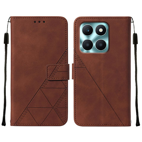 Coque Portefeuille Livre Cuir Etui Clapet YB2 pour Huawei Honor X8b Marron