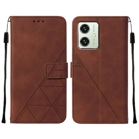 Coque Portefeuille Livre Cuir Etui Clapet YB2 pour Motorola Moto G54 5G Marron