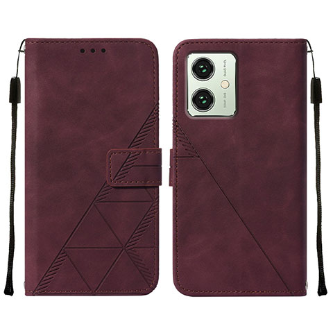 Coque Portefeuille Livre Cuir Etui Clapet YB2 pour Motorola Moto G54 5G Rouge