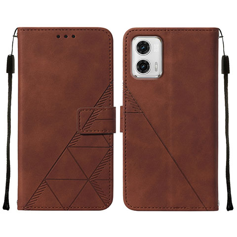 Coque Portefeuille Livre Cuir Etui Clapet YB2 pour Motorola Moto G73 5G Marron