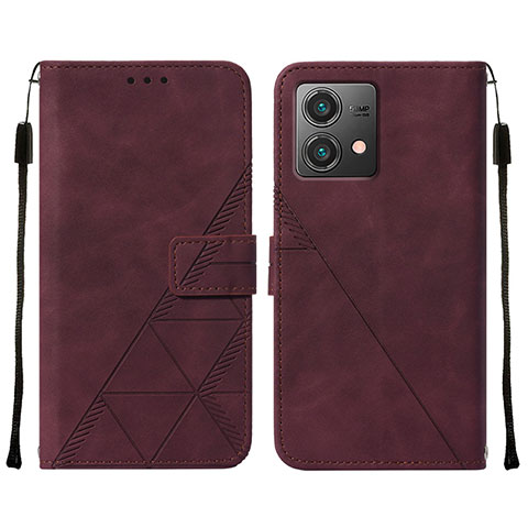 Coque Portefeuille Livre Cuir Etui Clapet YB2 pour Motorola Moto G84 5G Rouge