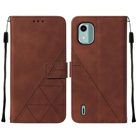 Coque Portefeuille Livre Cuir Etui Clapet YB2 pour Nokia C12 Plus Marron