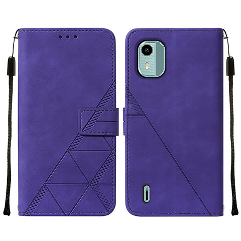 Coque Portefeuille Livre Cuir Etui Clapet YB2 pour Nokia C12 Plus Violet