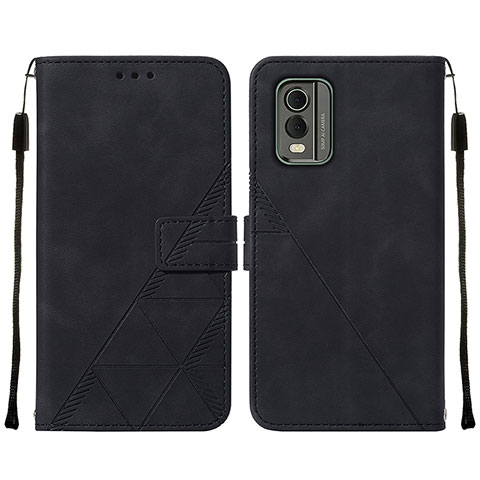 Coque Portefeuille Livre Cuir Etui Clapet YB2 pour Nokia C210 Noir