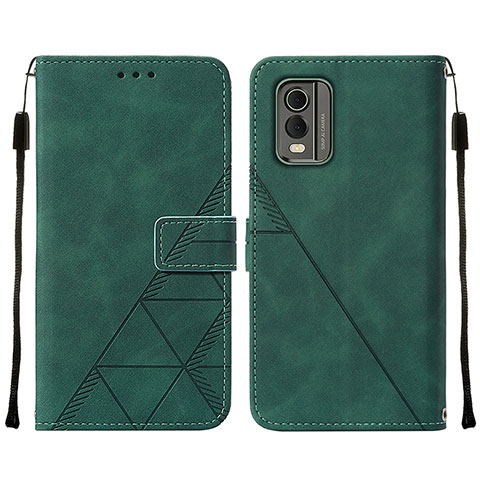 Coque Portefeuille Livre Cuir Etui Clapet YB2 pour Nokia C210 Vert