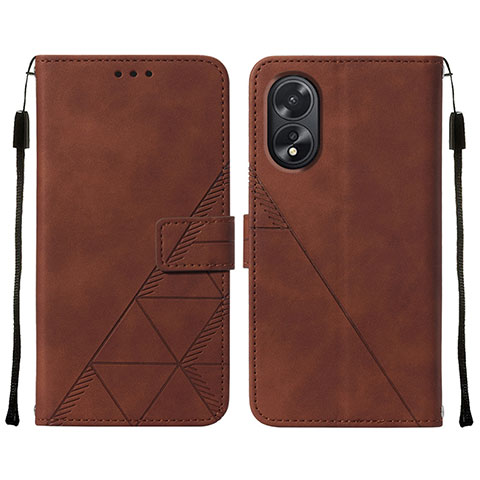 Coque Portefeuille Livre Cuir Etui Clapet YB2 pour Oppo A18 Marron