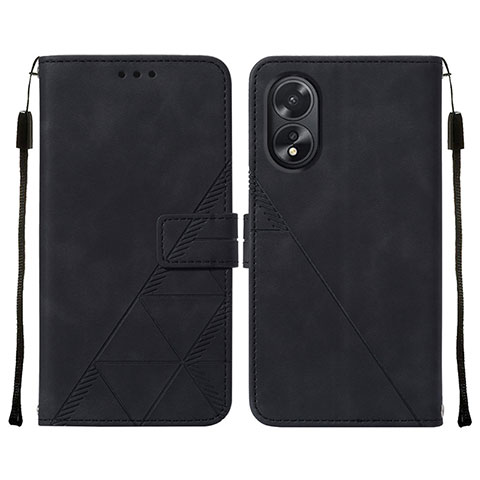 Coque Portefeuille Livre Cuir Etui Clapet YB2 pour Oppo A18 Noir