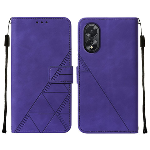 Coque Portefeuille Livre Cuir Etui Clapet YB2 pour Oppo A18 Violet