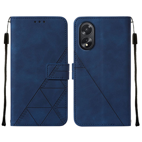 Coque Portefeuille Livre Cuir Etui Clapet YB2 pour Oppo A58 4G Bleu