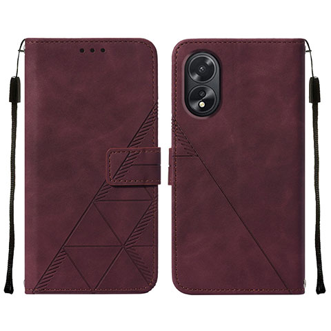 Coque Portefeuille Livre Cuir Etui Clapet YB2 pour Oppo A58 4G Rouge