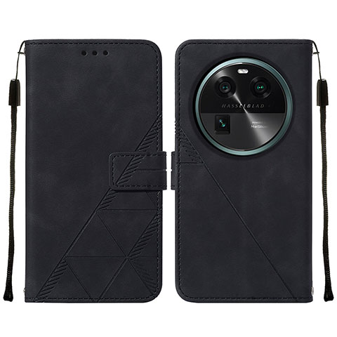 Coque Portefeuille Livre Cuir Etui Clapet YB2 pour Oppo Find X6 5G Noir