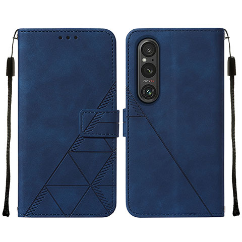 Coque Portefeuille Livre Cuir Etui Clapet YB2 pour Sony Xperia 1 V Bleu