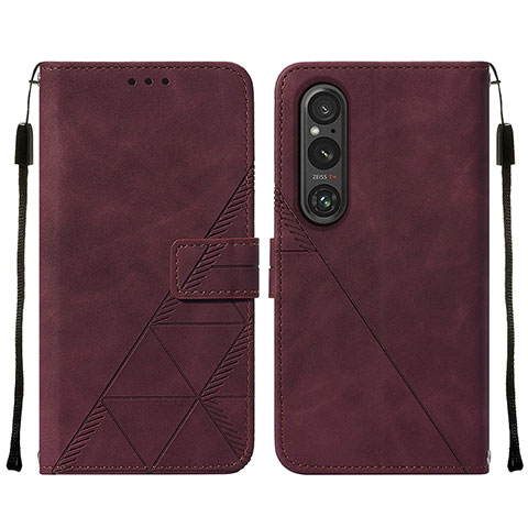 Coque Portefeuille Livre Cuir Etui Clapet YB2 pour Sony Xperia 1 V Rouge