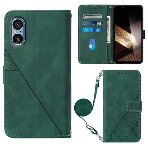 Coque Portefeuille Livre Cuir Etui Clapet YB2 pour Sony Xperia 5 V Vert