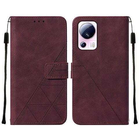 Coque Portefeuille Livre Cuir Etui Clapet YB2 pour Xiaomi Mi 13 Lite 5G Rouge