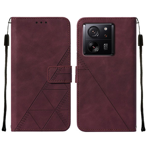 Coque Portefeuille Livre Cuir Etui Clapet YB2 pour Xiaomi Mi 13T Pro 5G Rouge