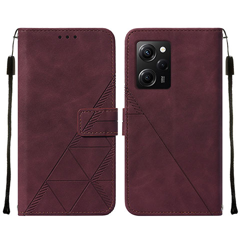 Coque Portefeuille Livre Cuir Etui Clapet YB2 pour Xiaomi Poco X5 Pro 5G Rouge