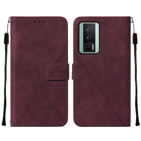 Coque Portefeuille Livre Cuir Etui Clapet YB2 pour Xiaomi Redmi K60 5G Rouge