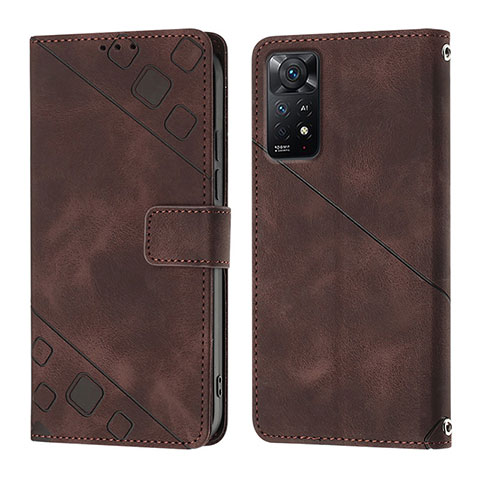 Coque Portefeuille Livre Cuir Etui Clapet YB2 pour Xiaomi Redmi Note 11 Pro 4G Marron