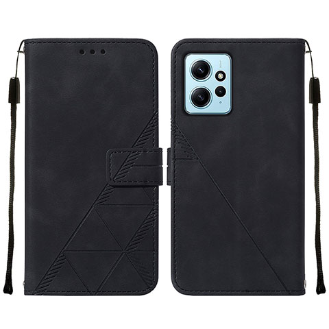 Coque Portefeuille Livre Cuir Etui Clapet YB2 pour Xiaomi Redmi Note 12 4G Noir